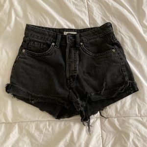 Black denim high waisted shorts